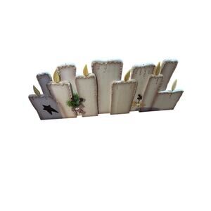 Dripping Candles Wood Decor Distressed White Finish Decorative Accent Star &